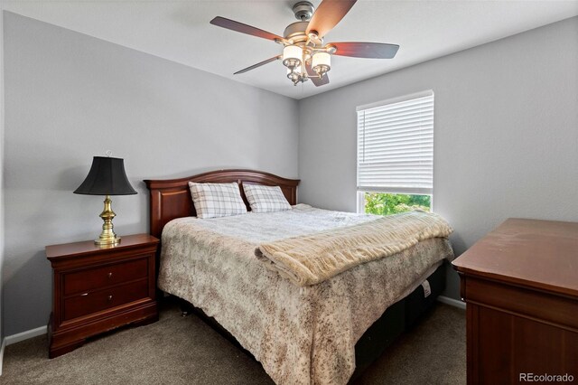 5301 Clovervale Cir, Highlands Ranch, CO 80130 - carpeted bedroom with baseboards and ceiling fan