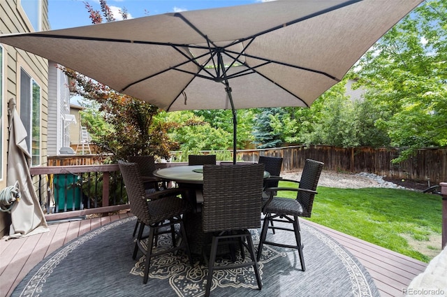 5301 Clovervale Cir, Highlands Ranch, CO 80130 - view of patio / terrace featuring a wooden deck and outdoor dining space