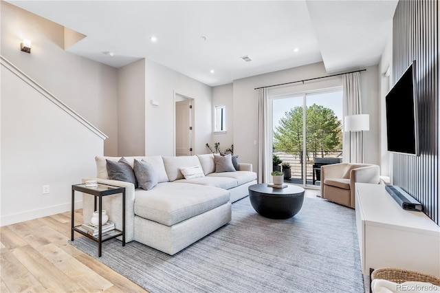 living room featuring light hardwood / wood-style floors