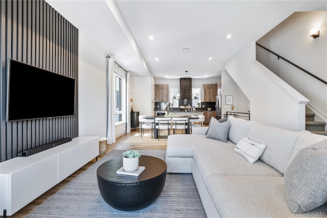 living room featuring light hardwood / wood-style floors