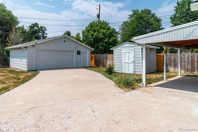 garage with a carport