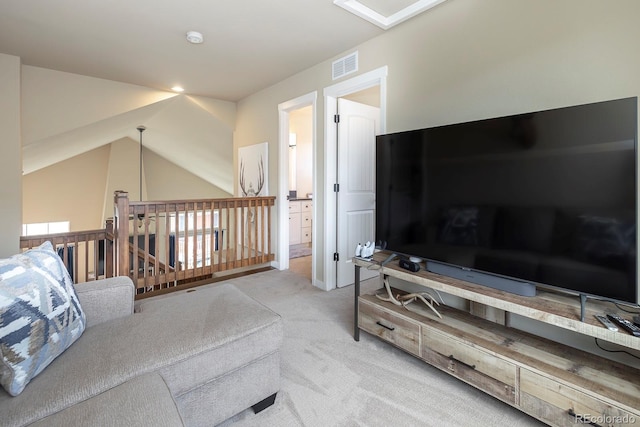327 Summit Lift Ct, Granby, CO 80446 - living room featuring light colored carpet and vaulted ceiling