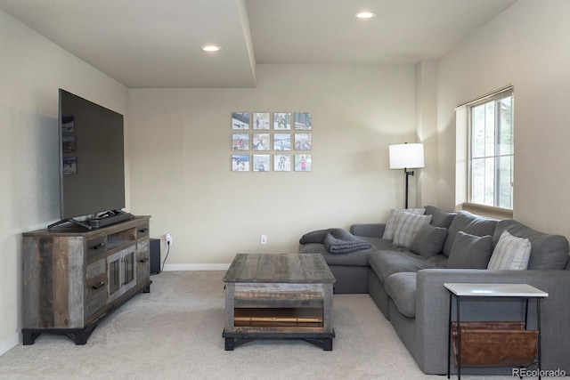 327 Summit Lift Ct, Granby, CO 80446 - living area with recessed lighting, light colored carpet, and baseboards