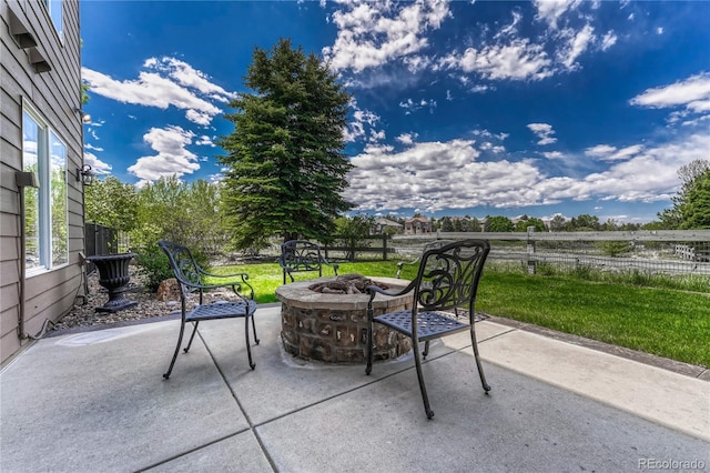 9315 E Aspen Hill Ln, Lone Tree, CO 80124 - view of patio with a fire pit