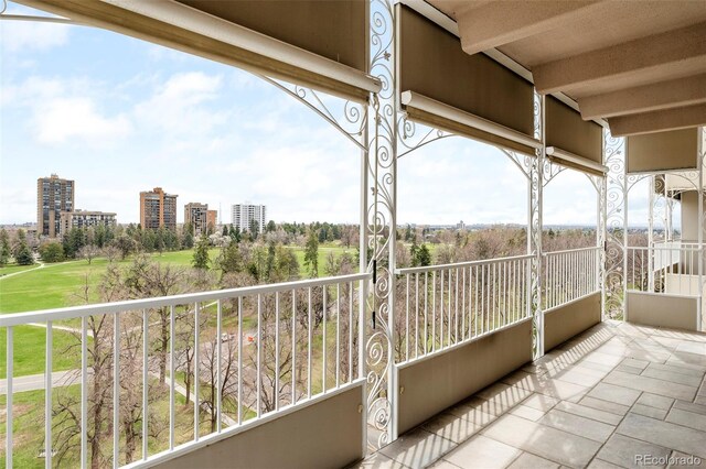 balcony with a view of city