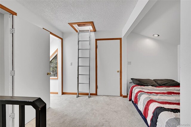 101 Campbell Rd, Bailey, CO 80421 - carpeted bedroom with a textured ceiling and baseboards