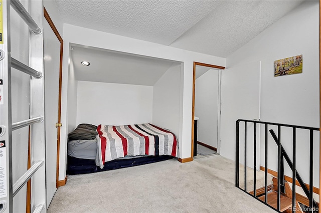 101 Campbell Rd, Bailey, CO 80421 - bedroom featuring carpet flooring, a textured ceiling, baseboards, and recessed lighting