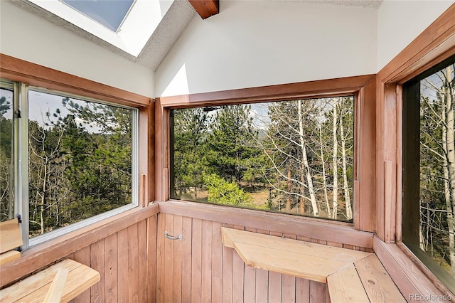 101 Campbell Rd, Bailey, CO 80421 - unfurnished sunroom with a skylight and lofted ceiling