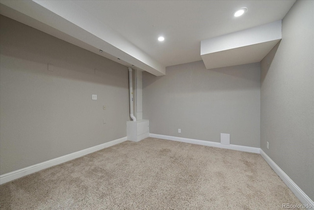 basement with carpet