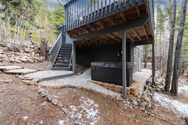236 Harris Dr, Idaho Springs, CO 80452 - view of side of property with a hot tub and stairway