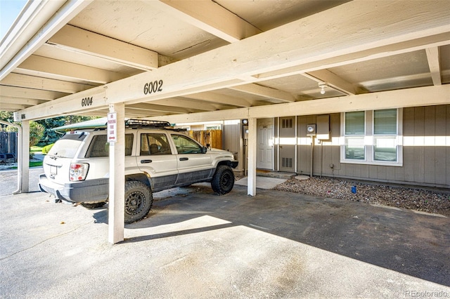 garage with a carport