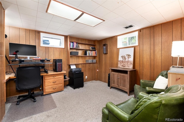 5067 S Mabre Ct, Littleton, CO 80123 - home office with wood walls and light colored carpet