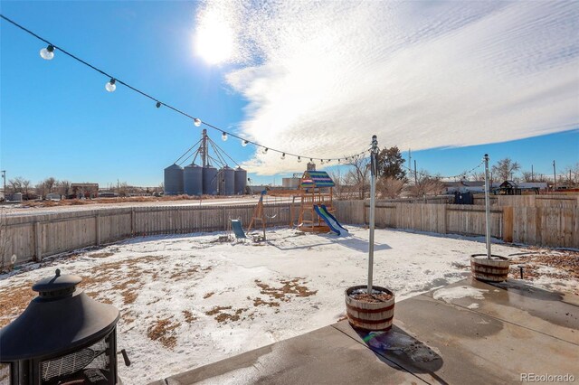 view of patio / terrace featuring a playground