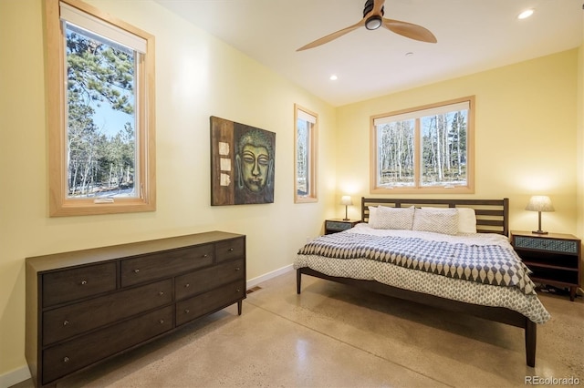 bedroom featuring ceiling fan