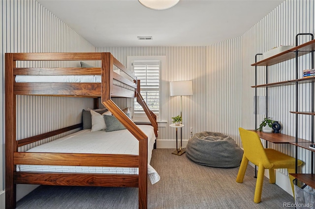 201 S Lafayette St, Denver, CO 80209 - bedroom with wallpapered walls and carpet floors