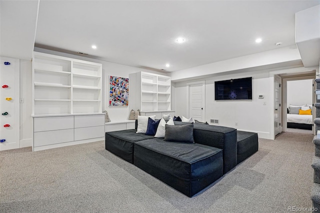 201 S Lafayette St, Denver, CO 80209 - home theater featuring light colored carpet and recessed lighting