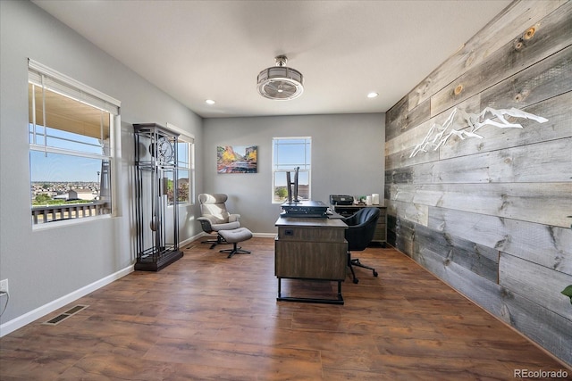 12420 Verbena St, Thornton, CO 80602 - office area featuring dark wood-type flooring and recessed lighting