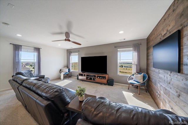 12420 Verbena St, Thornton, CO 80602 - living area with carpet flooring, recessed lighting, and a ceiling fan