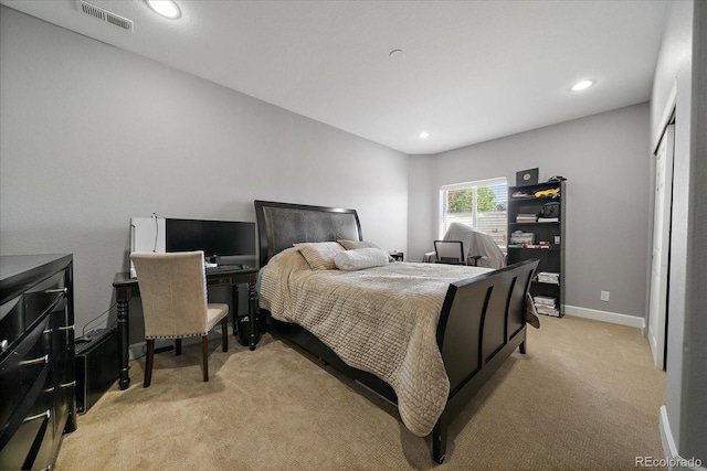 12420 Verbena St, Thornton, CO 80602 - bedroom with light colored carpet, recessed lighting, and a desk