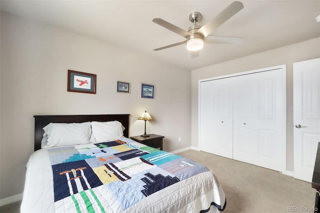 9135 Argentine Pass Trl, Colorado Springs, CO 80924 - carpeted bedroom featuring a closet and ceiling fan
