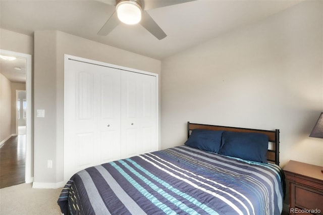 9135 Argentine Pass Trl, Colorado Springs, CO 80924 - bedroom featuring a closet, carpet, and ceiling fan