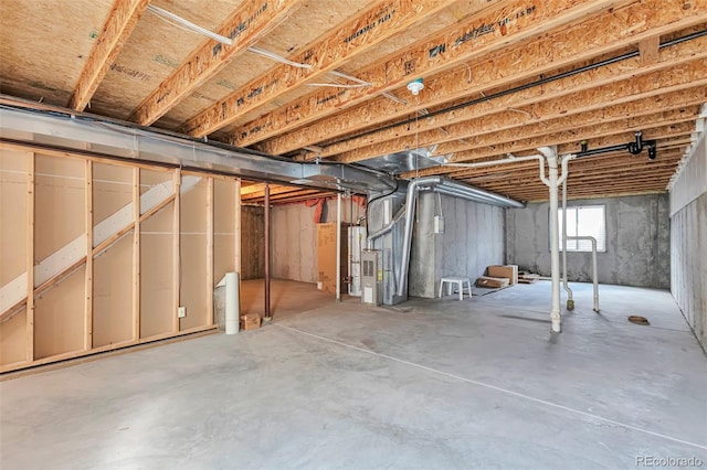 below grade area with heating unit
