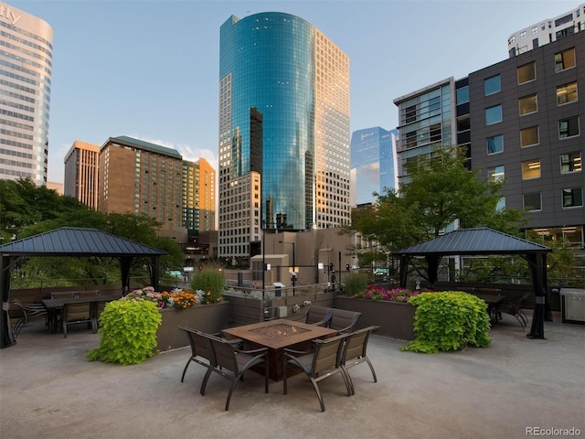 view of patio featuring a gazebo