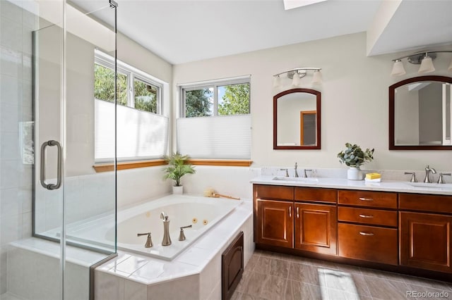 7313 Poston Way, Boulder, CO 80301 - full bath with double vanity, a shower stall, and a tub with jets