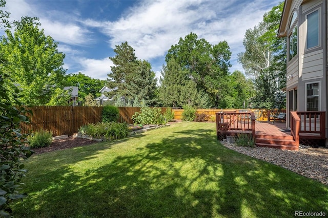 7313 Poston Way, Boulder, CO 80301 - fenced backyard with a wooden deck