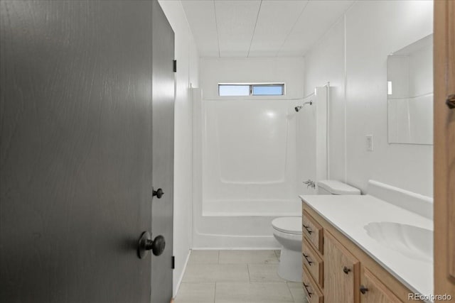 full bathroom featuring vanity, toilet, and shower / tub combination