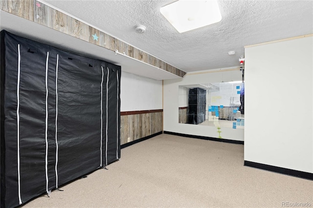 3907 E 133rd Ct, Thornton, CO 80241 - spare room with carpet floors, wood walls, baseboards, a textured ceiling, and wainscoting
