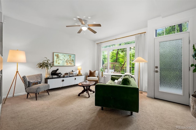 9300 E Florida Ave Unit 1202, Denver, CO 80247 - carpeted living room featuring ceiling fan and baseboards
