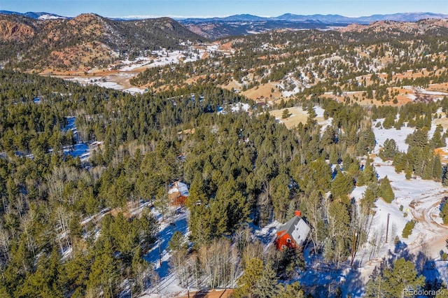 aerial view with a mountain view