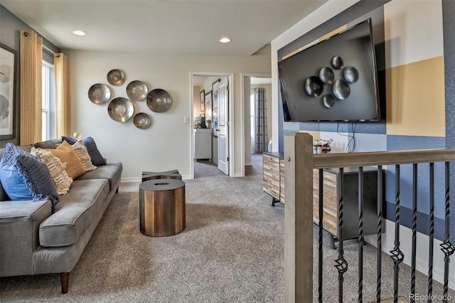 834 N Bently St, Watkins, CO 80137 - carpeted living area with baseboards and recessed lighting