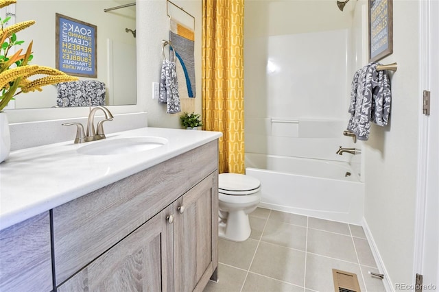 834 N Bently St, Watkins, CO 80137 - full bath with vanity, toilet, tile patterned floors, and shower / bath combo
