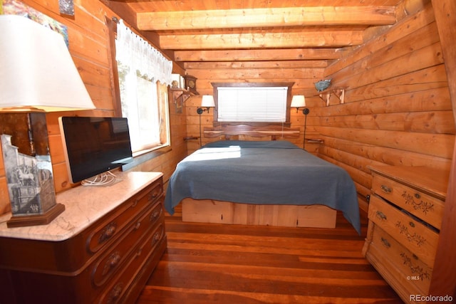 988 15th Trl, Cotopaxi, CO 81223 - bedroom with wood walls, wood finished floors, wood ceiling, and beam ceiling