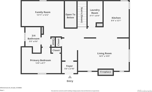 5704 Ammons St, Arvada, CO 80002 - floor plan / room layout
