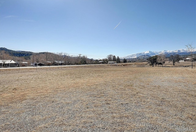 view of yard featuring a rural view and a mountain view