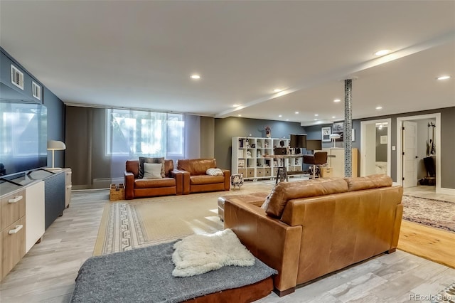 living room featuring light wood-type flooring