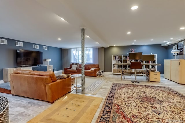 living room featuring light hardwood / wood-style floors