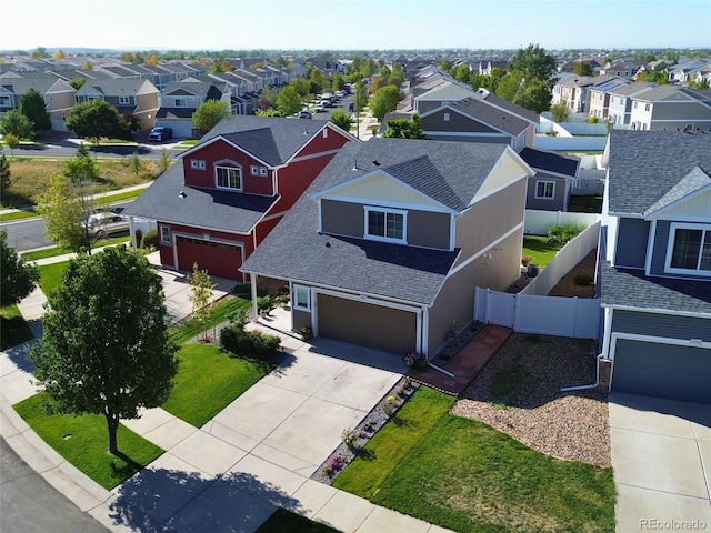 drone / aerial view with a residential view