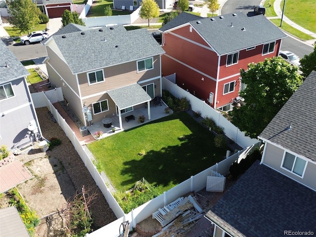aerial view with a residential view