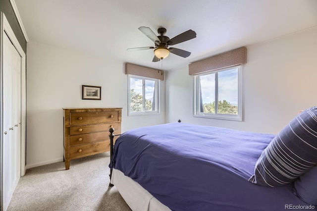 6451 Crestbrook Dr, Morrison, CO 80465 - carpeted bedroom featuring baseboards, a ceiling fan, and a closet