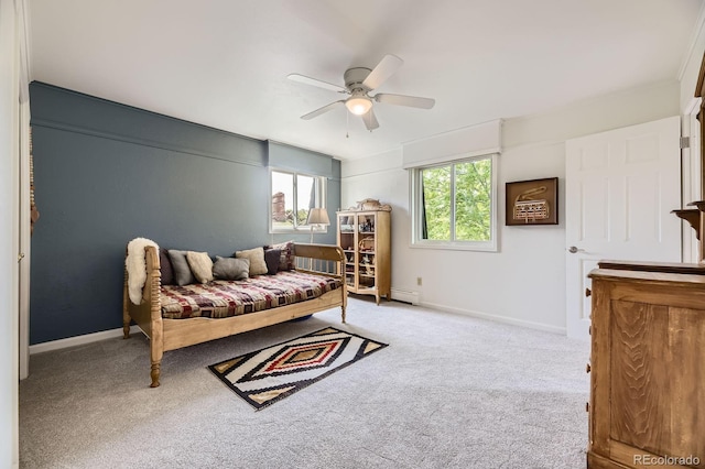 6451 Crestbrook Dr, Morrison, CO 80465 - bedroom with carpet, baseboards, and ceiling fan