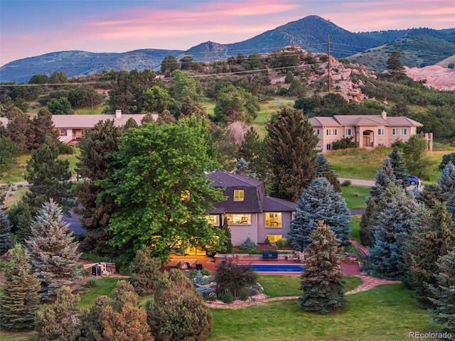 6451 Crestbrook Dr, Morrison, CO 80465 - view from above of property featuring a mountainous background