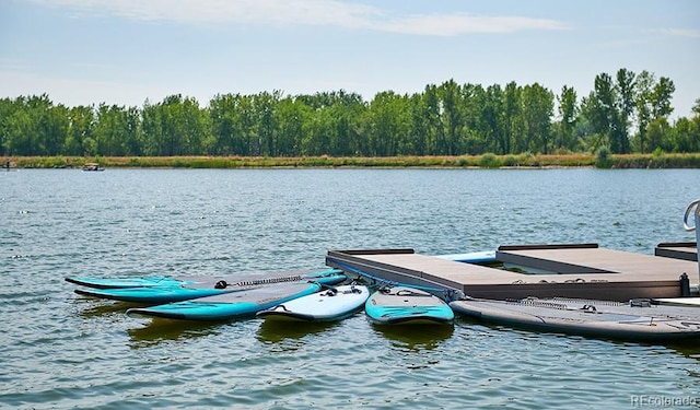 view of dock featuring a water view