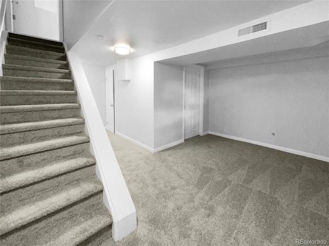 basement with carpet floors