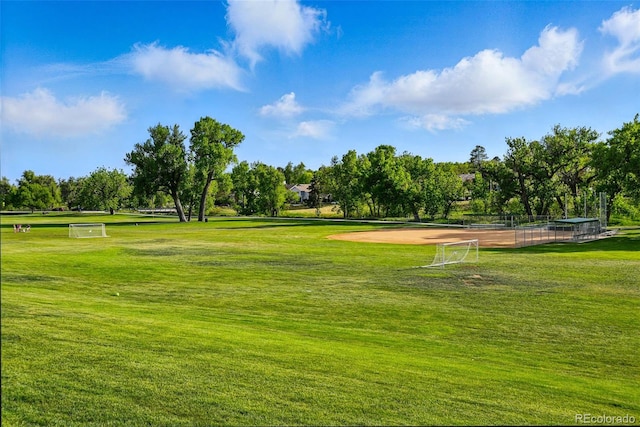 3570 E Arapahoe Pl, Centennial, CO 80122 - view of property's community with an area for soccer and view of wooded area