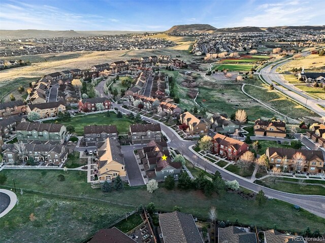 aerial view with a residential view and a mountain view