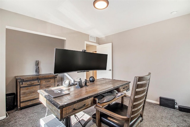 view of carpeted home office